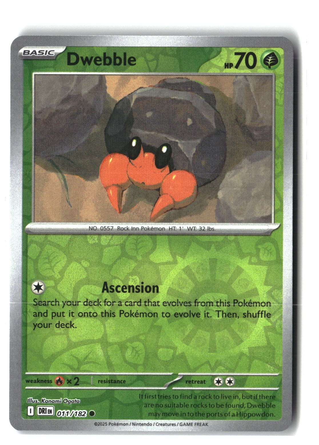 Dwebble Reverse Holofoil NM (Destined Rivals 011/182)
