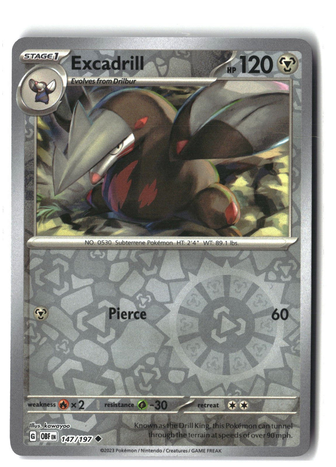Excadrill Reverse Holofoil NM (Obsidian Flames 147/197)