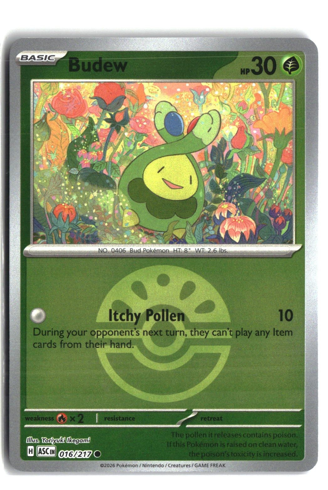 Budew (Friend Ball) Reverse Holofoil DM (ME: Ascended Heroes 016/217)