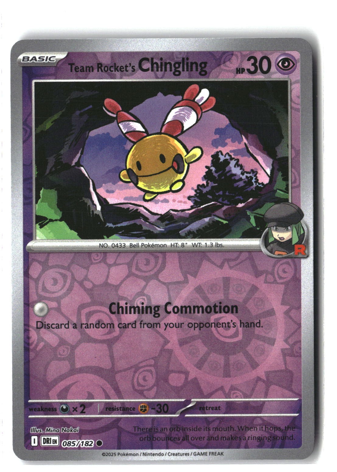 Team Rocket's Chingling Reverse Holofoil NM (Destined Rivals 085/182)
