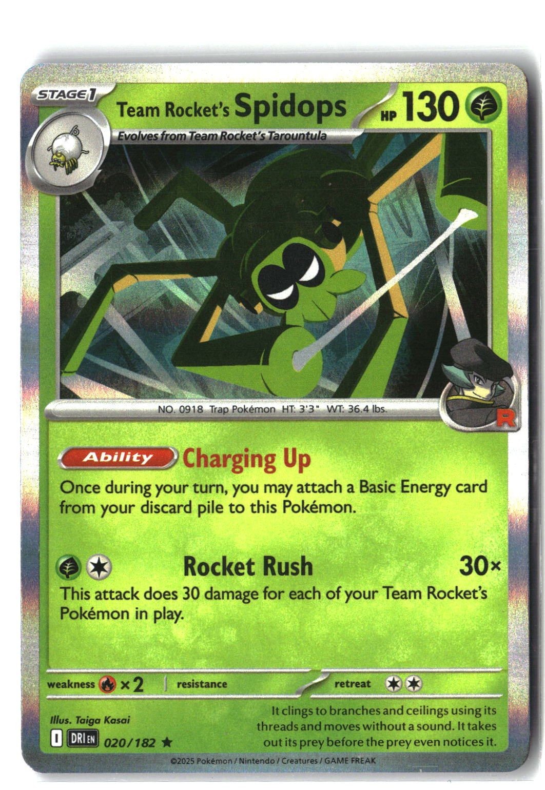 Team Rocket's Spidops Holofoil NM (Destined Rivals 020/182)