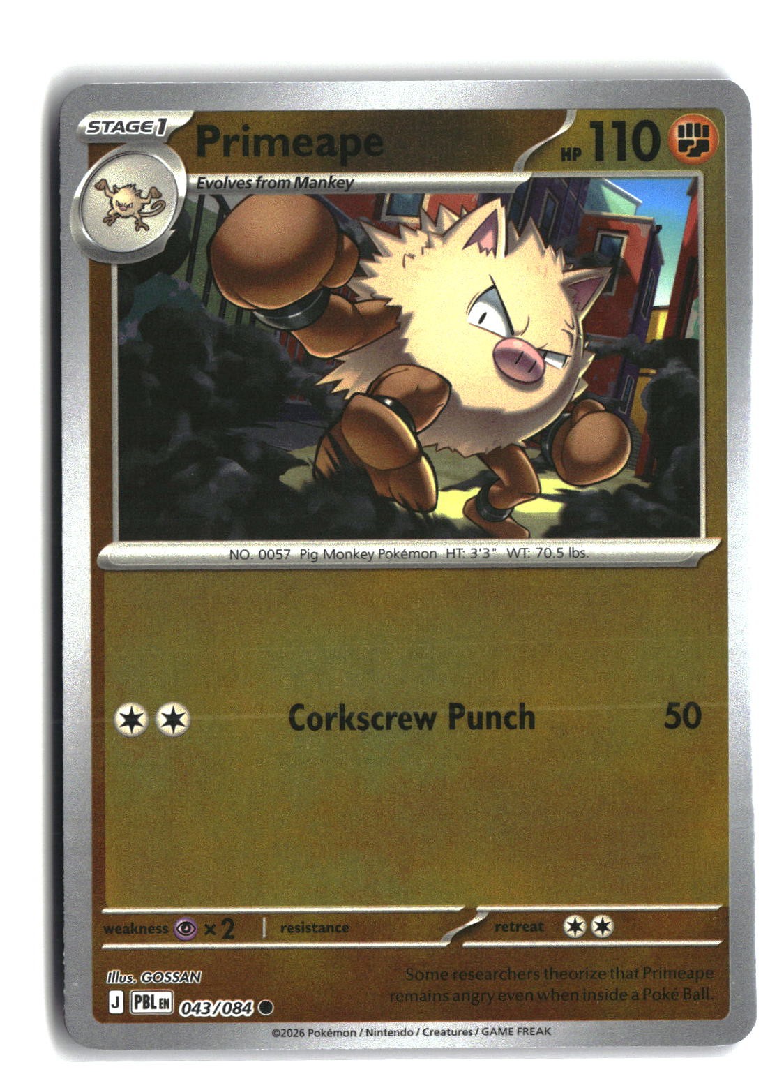 Primeape Reverse Holofoil NM (Pitch Black 043/084)