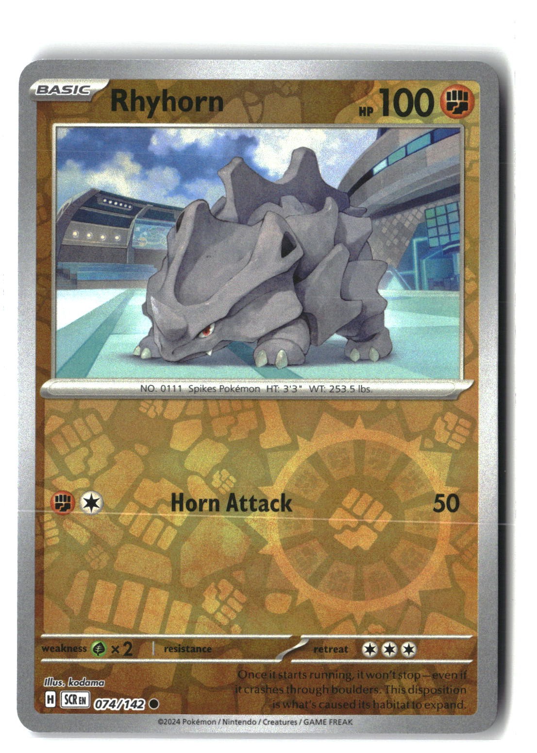 Rhyhorn Reverse Holofoil NM (Stellar Crown 074/142)