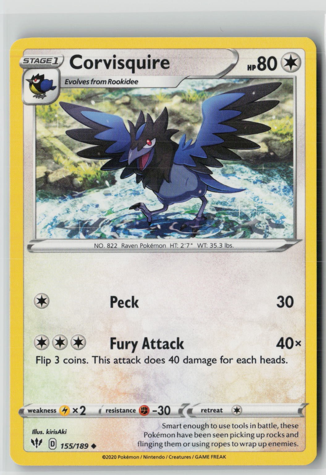 Corvisquire (SWSH03: Darkness Ablaze 155/189) NM