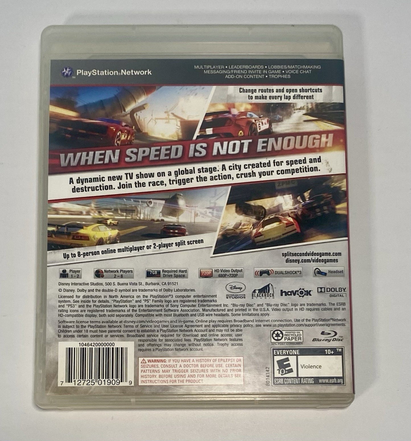 Split Second (Sony Playstation 3 PS3) CIB Complete With Manual, Tested & Works!