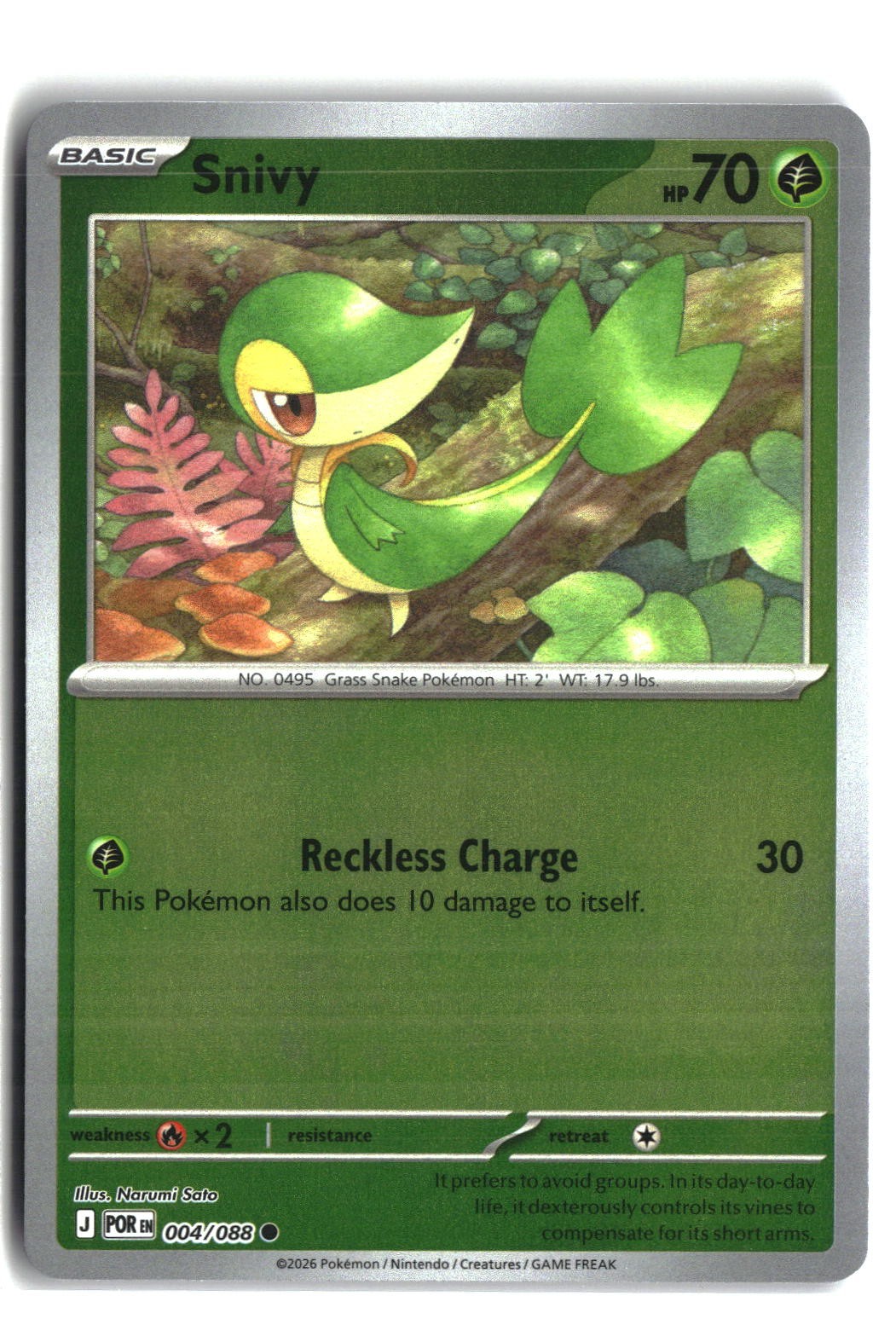 Snivy Reverse Holofoil NM (Perfect Order 004/088)