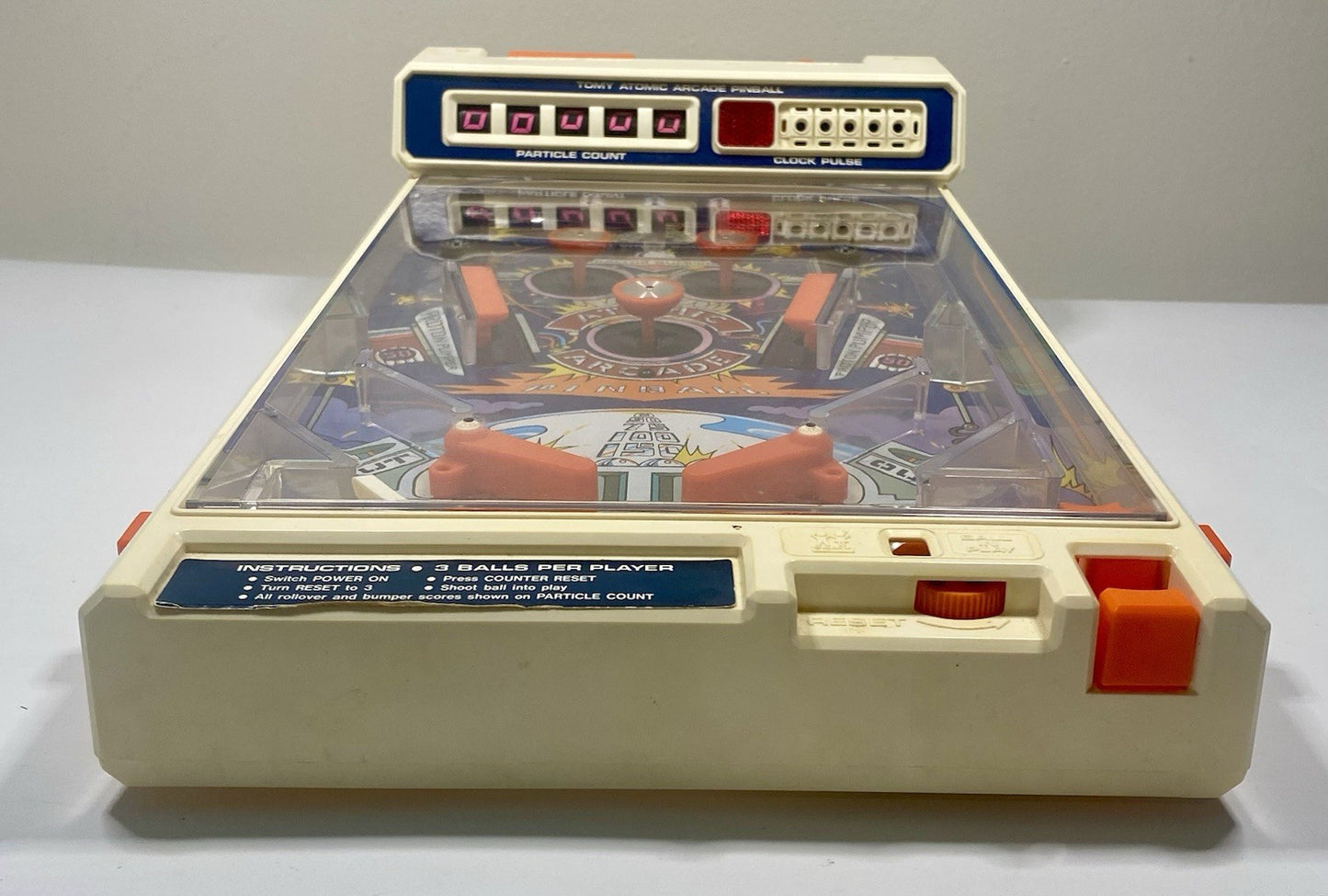 Vintage 1979 TOMY Atomic Arcade Tabletop Pinball Machine In Box, Needs Repair