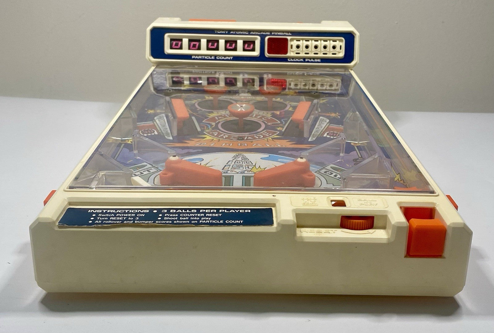 Vintage 1979 TOMY Atomic Arcade Tabletop Pinball Machine In Box, Needs Repair