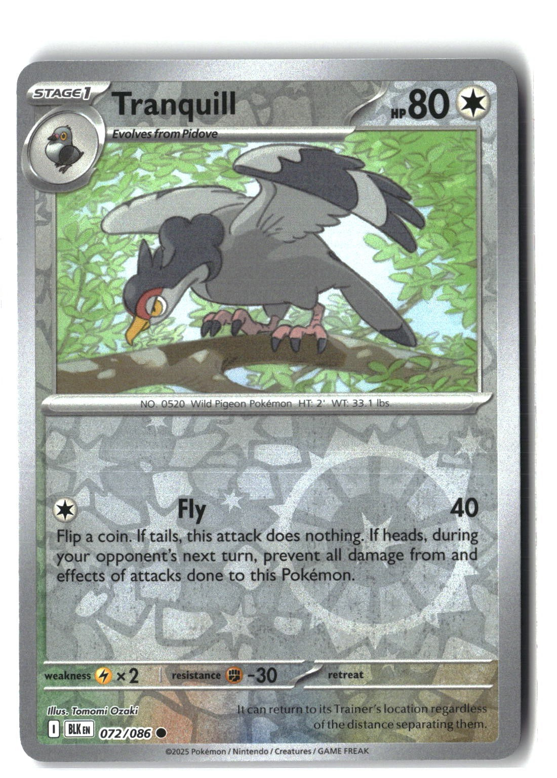 Tranquill Reverse Holofoil NM (SV: Black Bolt 072/086)