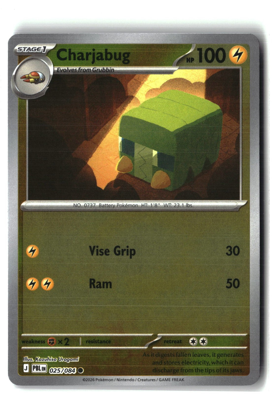Charjabug Reverse Holofoil NM (Pitch Black 025/084)