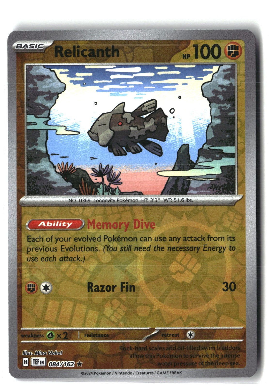 Relicanth Reverse Holofoil NM (Temporal Forces 084/162)