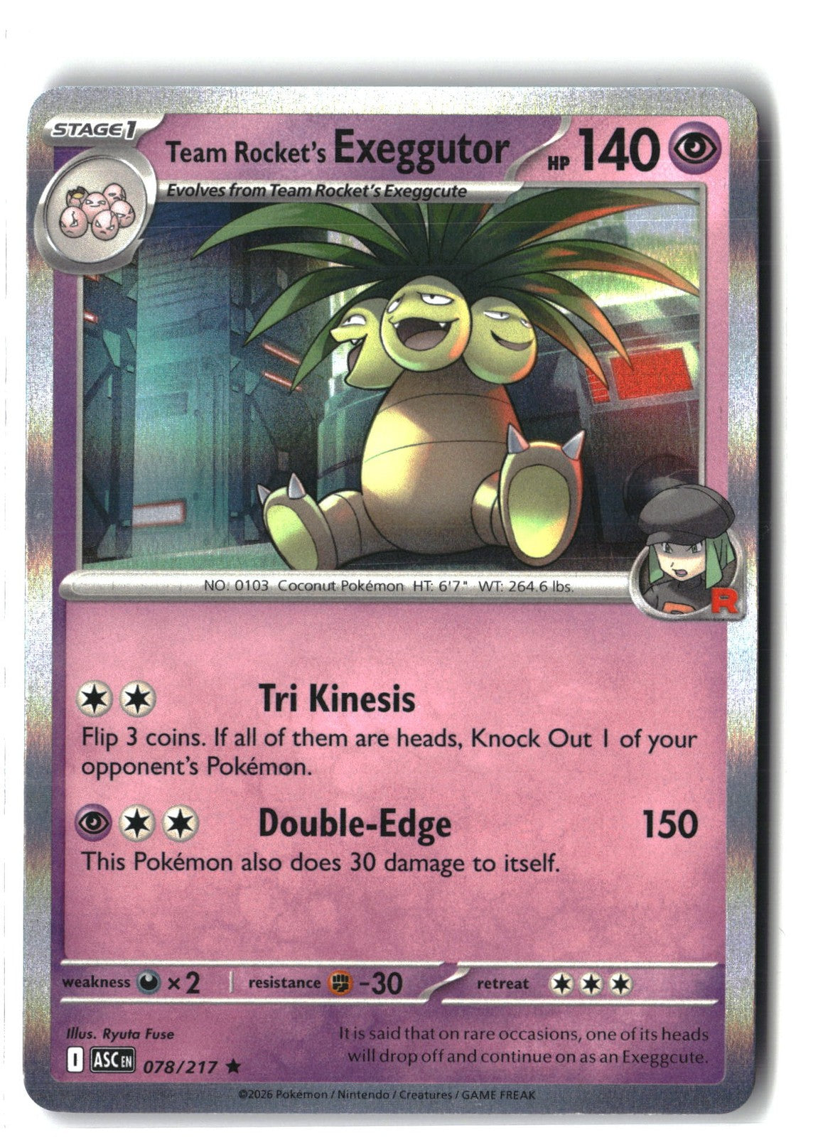 Team Rocket's Exeggutor Holofoil NM (ME: Ascended Heroes 078/217)