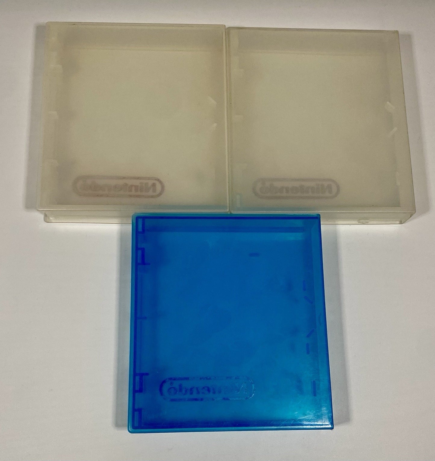 NES Nintendo Hard Clamshell Clear & Blue Plastic Game Cases Original Lot Of 3