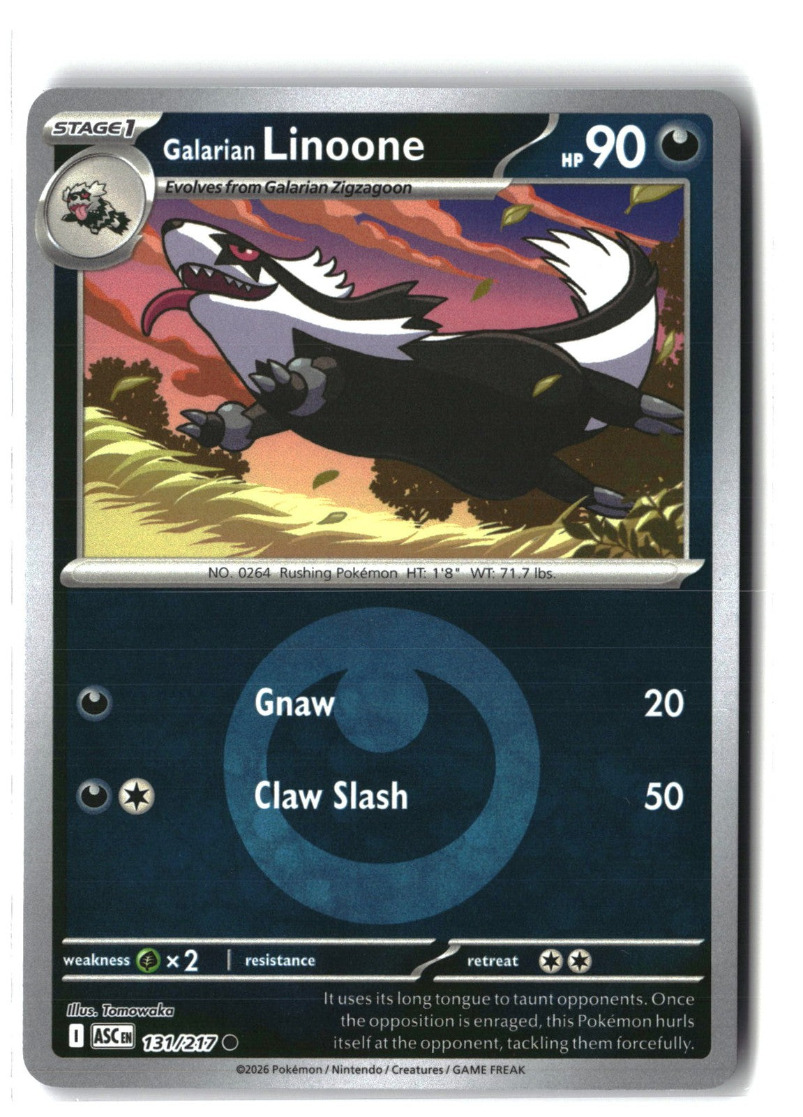 Galarian Linoone (Energy Symbol Pattern) Reverse Holofoil NM (ASC 131/217)