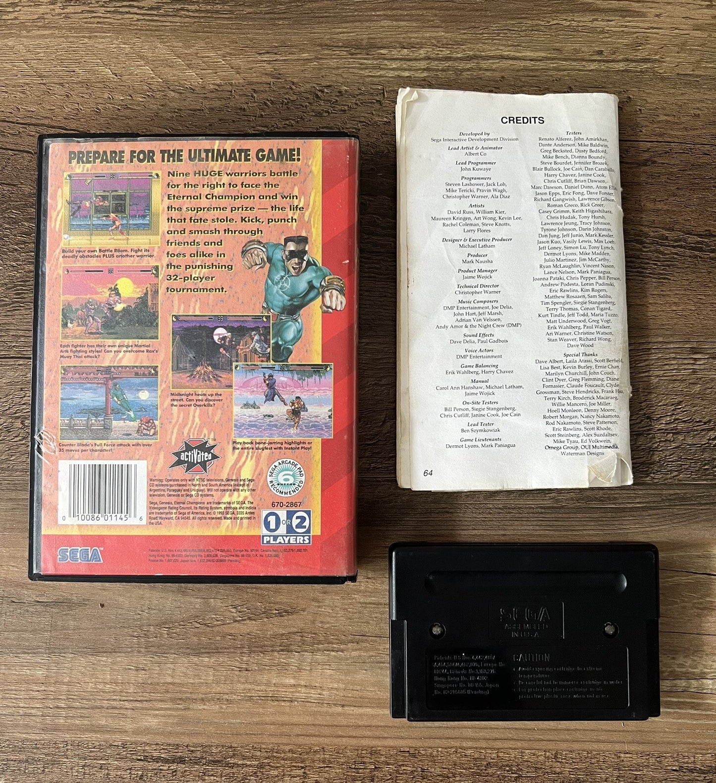 SEGA Genesis Eternal Champions 1993 Game Cartridge w/ Case & Manual CIB