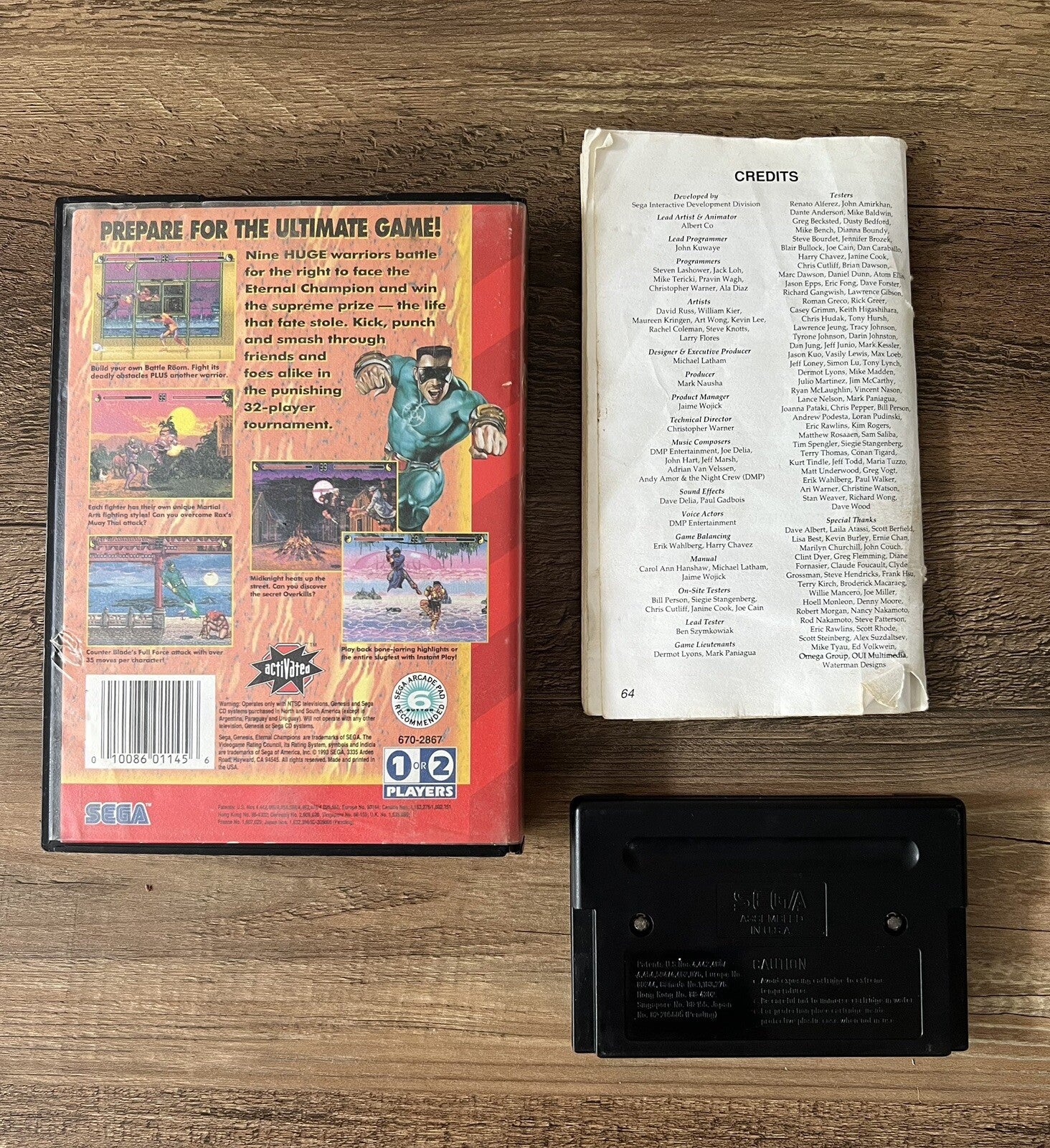 SEGA Genesis Eternal Champions 1993 Game Cartridge w/ Case & Manual CIB