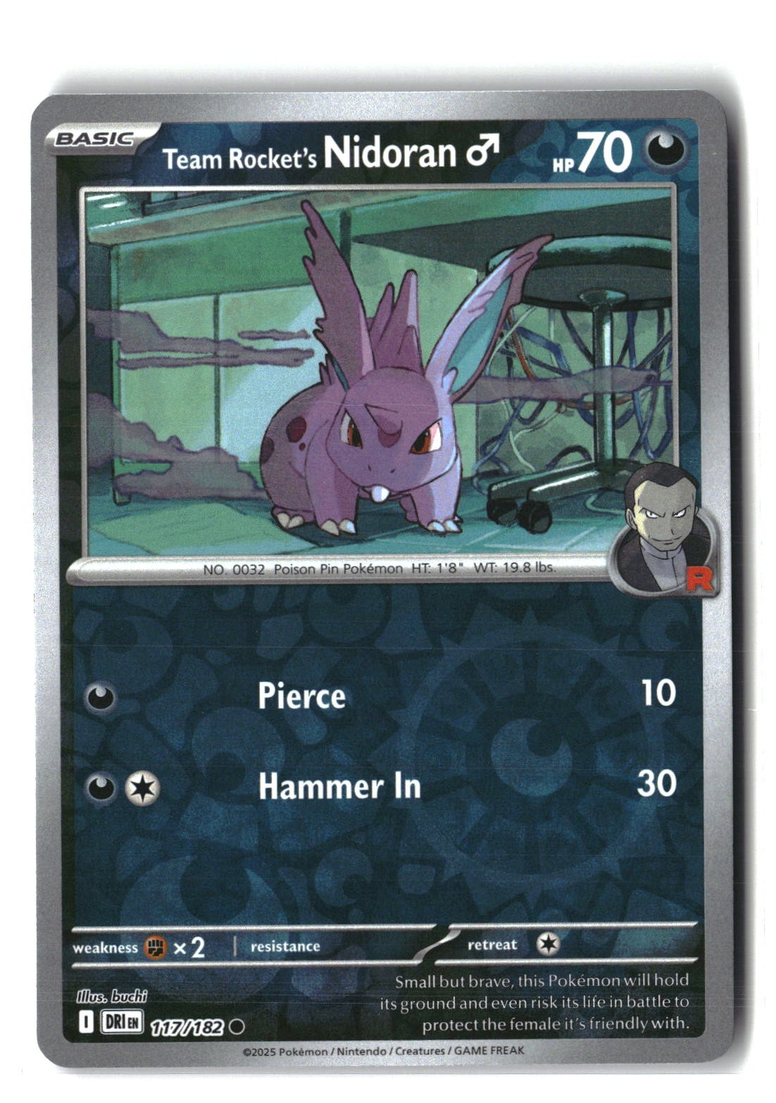 Team Rocket's Nidoran M Reverse Holofoil NM (Destined Rivals 117/182)