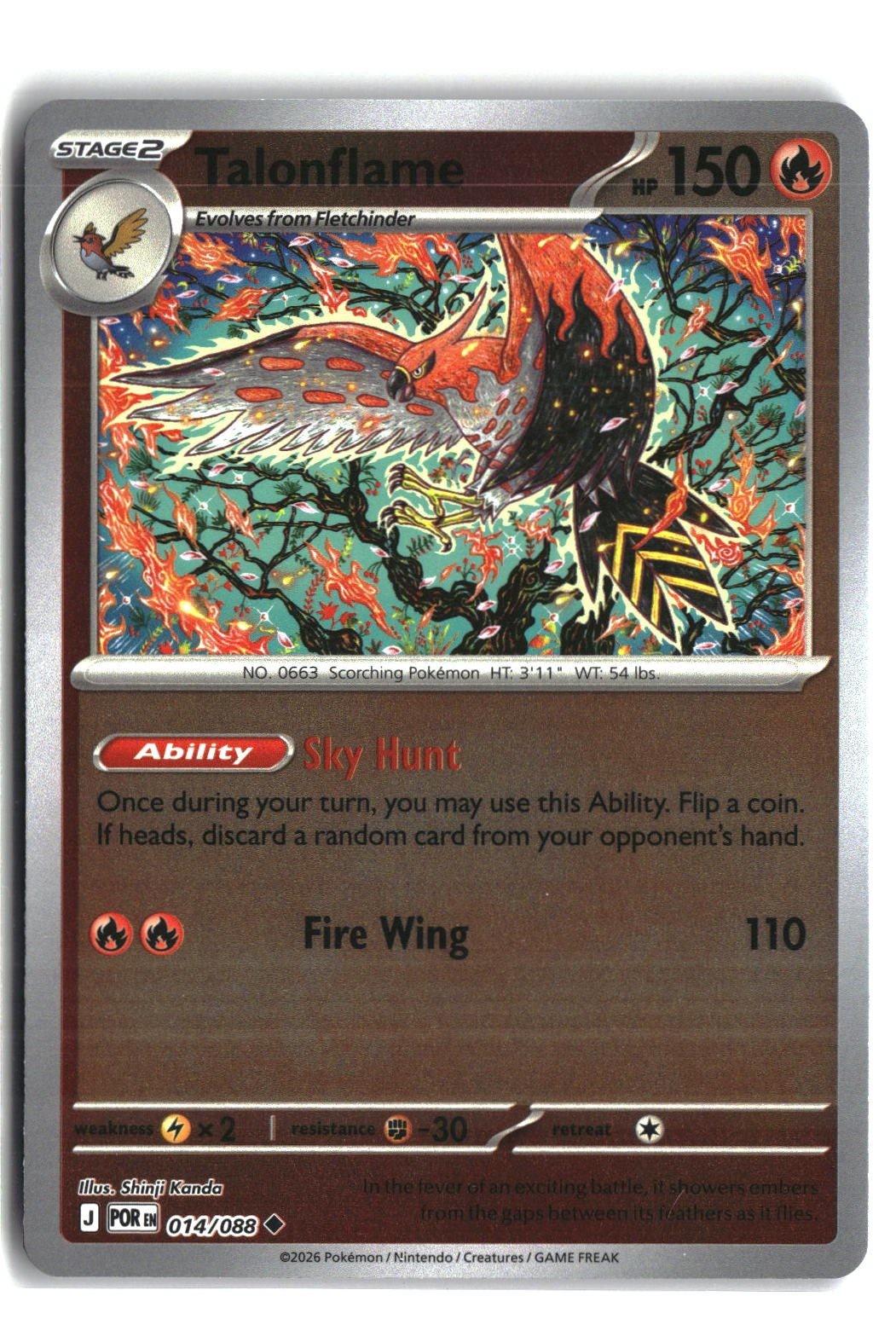 Talonflame Reverse Holofoil NM (Perfect Order 014/088)