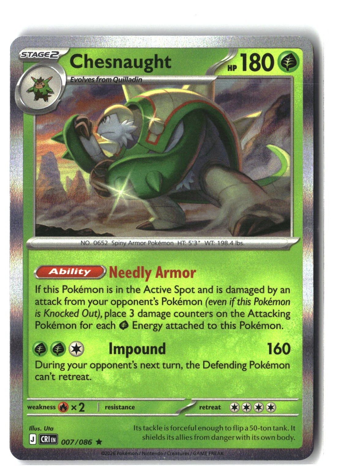Chesnaught Holofoil NM (Chaos Rising 007/086)