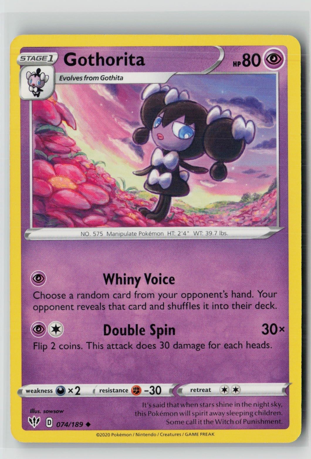 Gothorita (SWSH03: Darkness Ablaze 074/189) NM