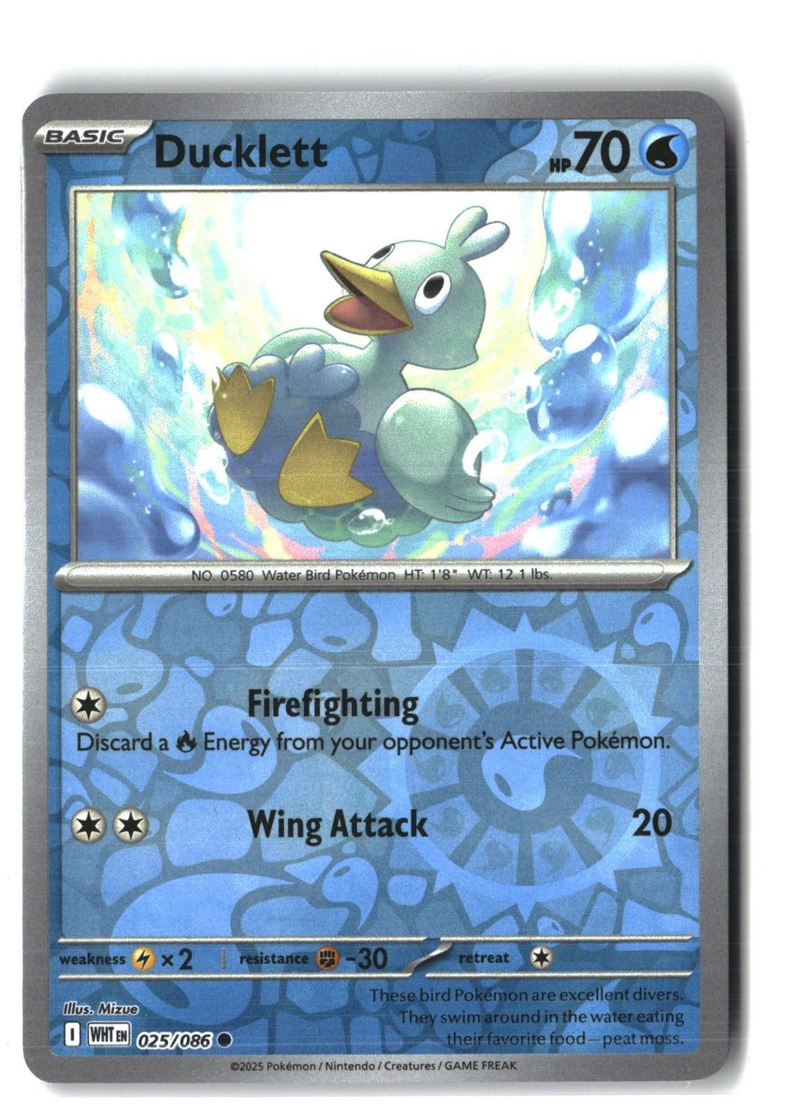 Ducklett Reverse Holofoil NM (SV: White Flare 025/086)