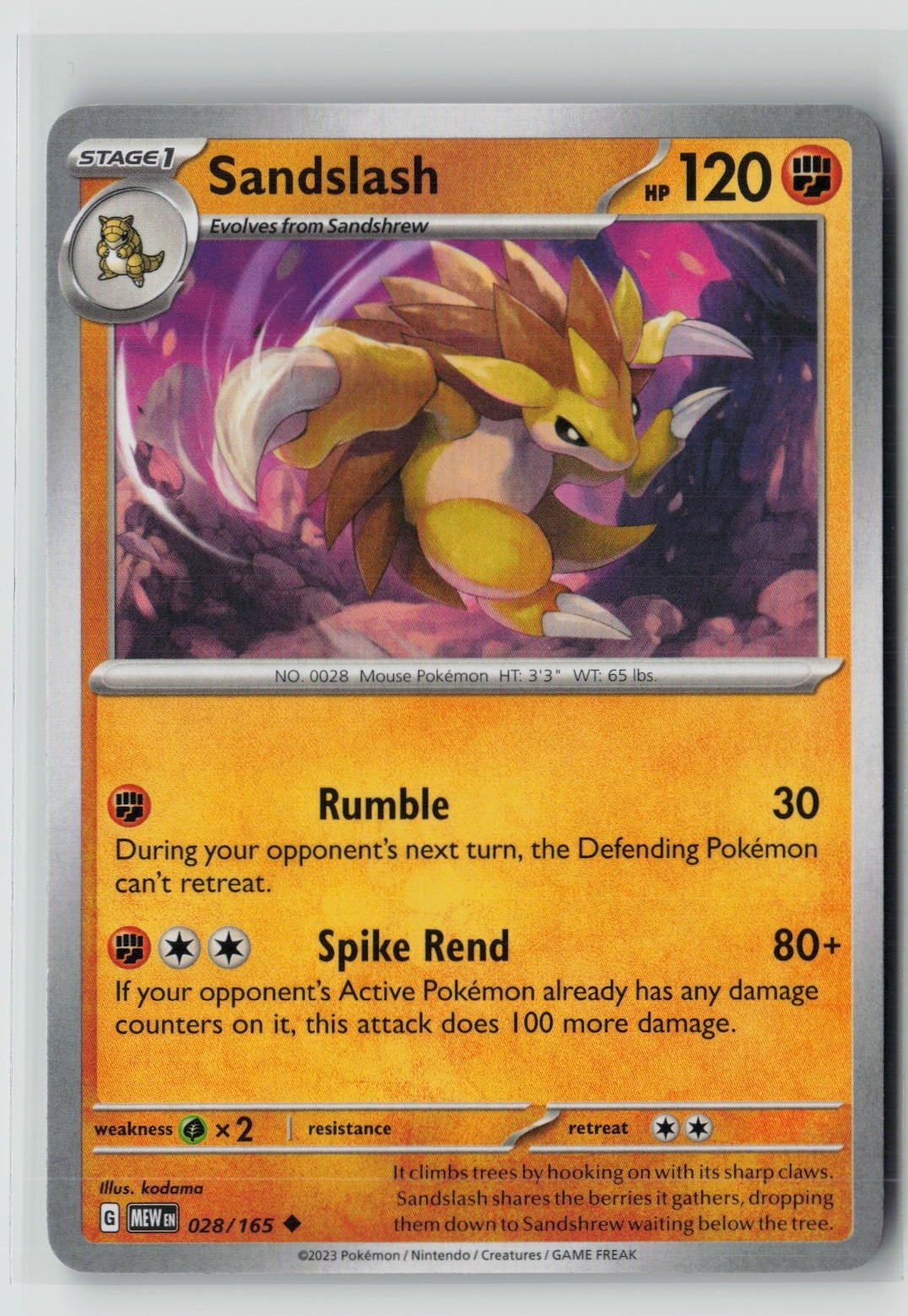 Sandslash (SV: Scarlet & Violet 151 028/165) NM