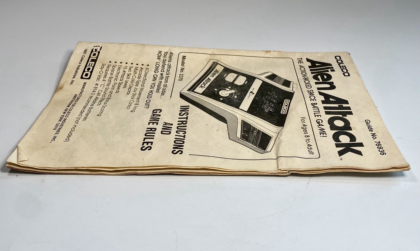 Vintage Alien Attack Electronic Handheld Game Complete w/ Box & Manual Tested