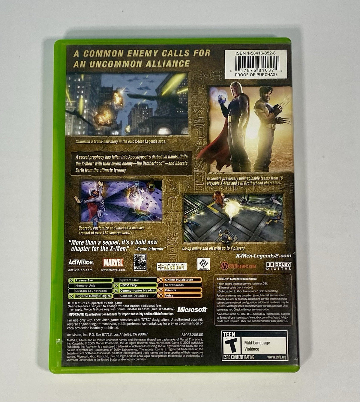 X-Men Legends 2 II: Rise of Apocalypse (Xbox, 2005) Complete CIB Tested Working
