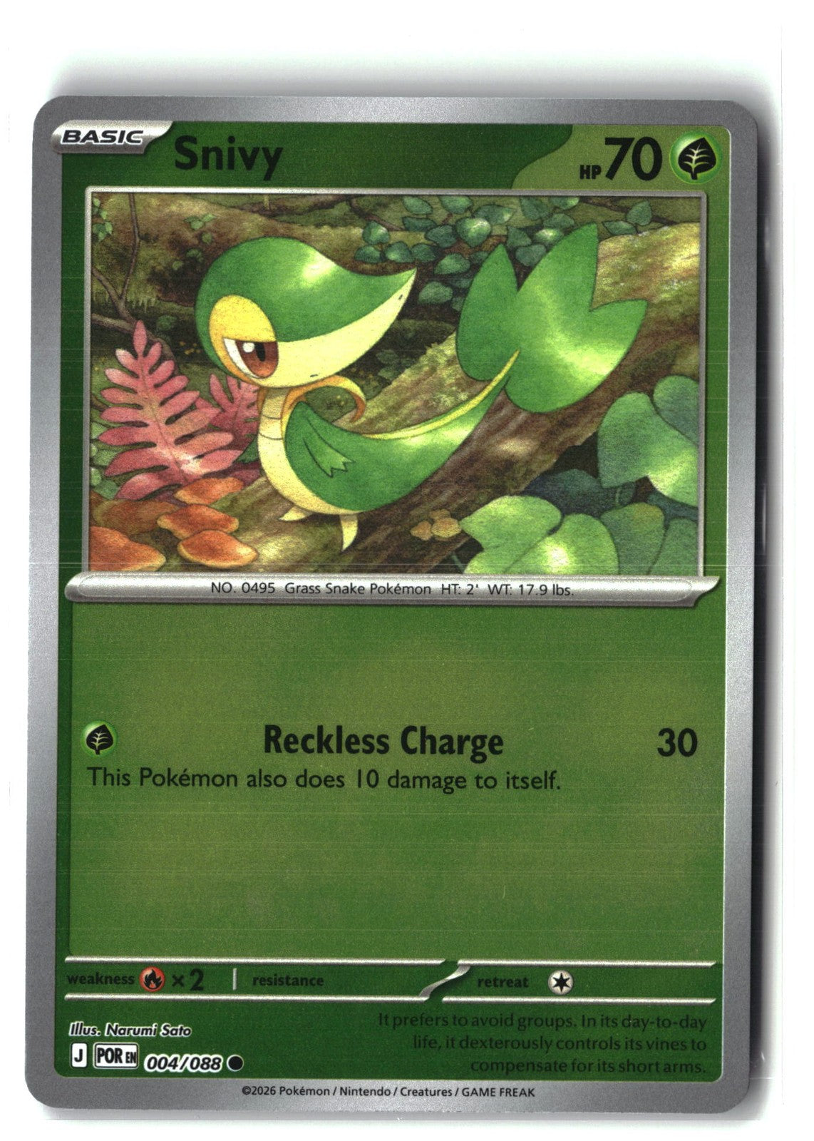 Snivy Reverse Holofoil NM (Perfect Order 004/088)