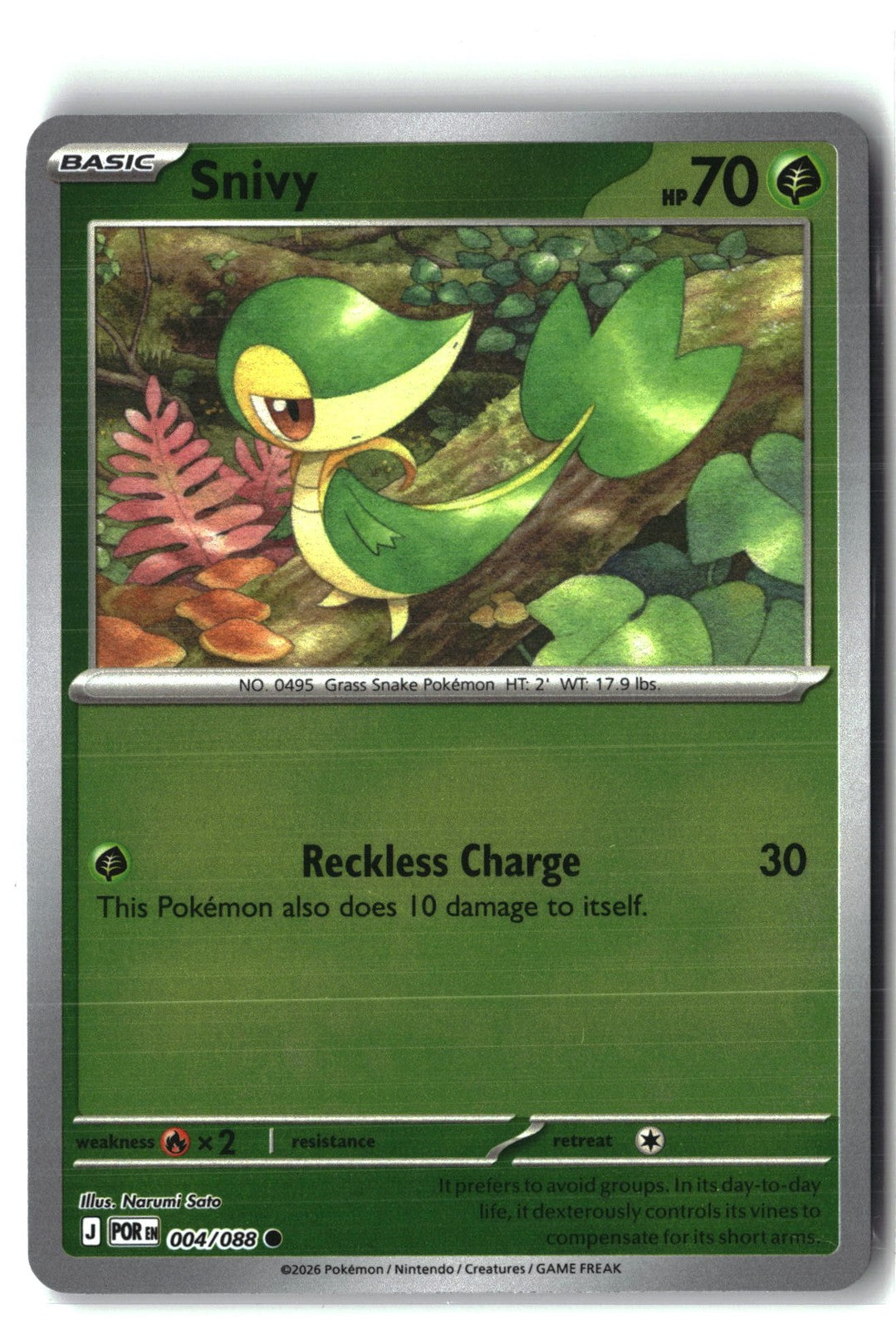 Snivy Reverse Holofoil NM (Perfect Order 004/088)