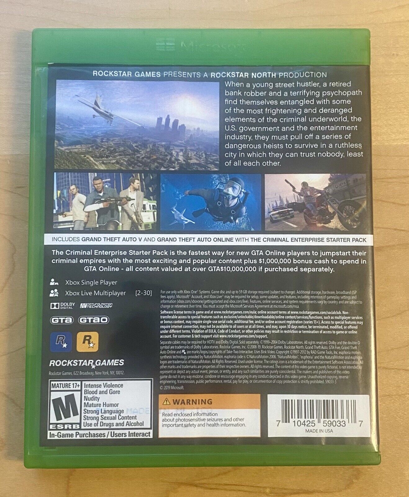 Grand Theft Auto V Premium Edition (Xbox One, 2014) COB W/ Map & Manual