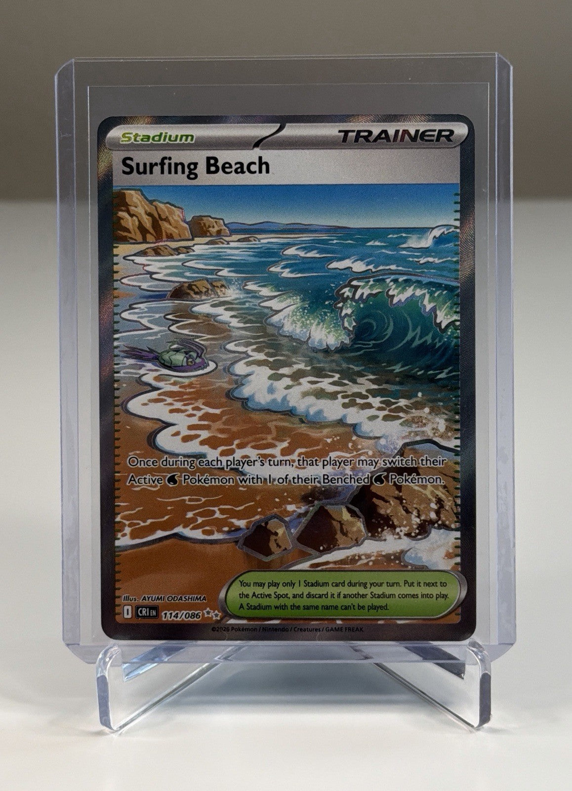 Surfing Beach Holo 114/086 Ultra Rare Chaos Rising Pokemon TCG NM Near Mint