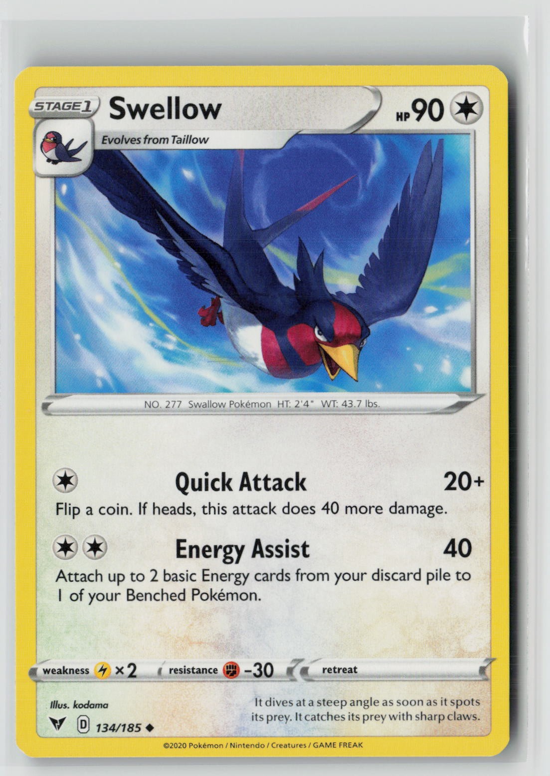 Swellow (SWSH04: Vivid Voltage 134/185) NM