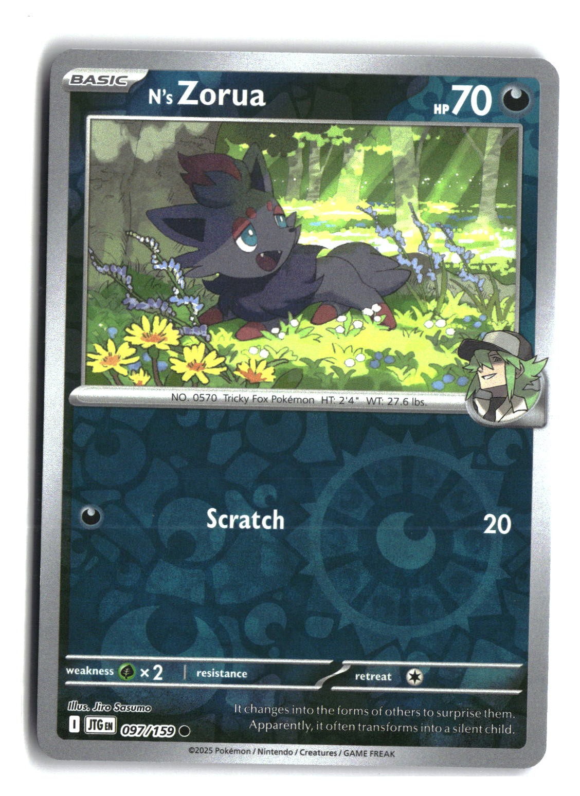 N's Zorua Reverse Holofoil NM (Journey Together 097/159)