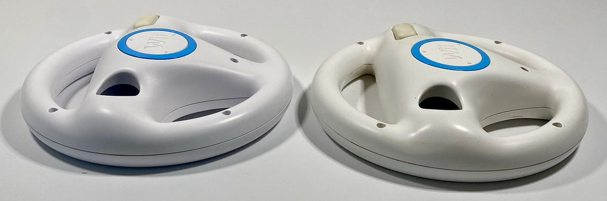 2X Official Nintendo Wii Steering Wheel Mario Kart OEM White RVL-024 Lot of 2