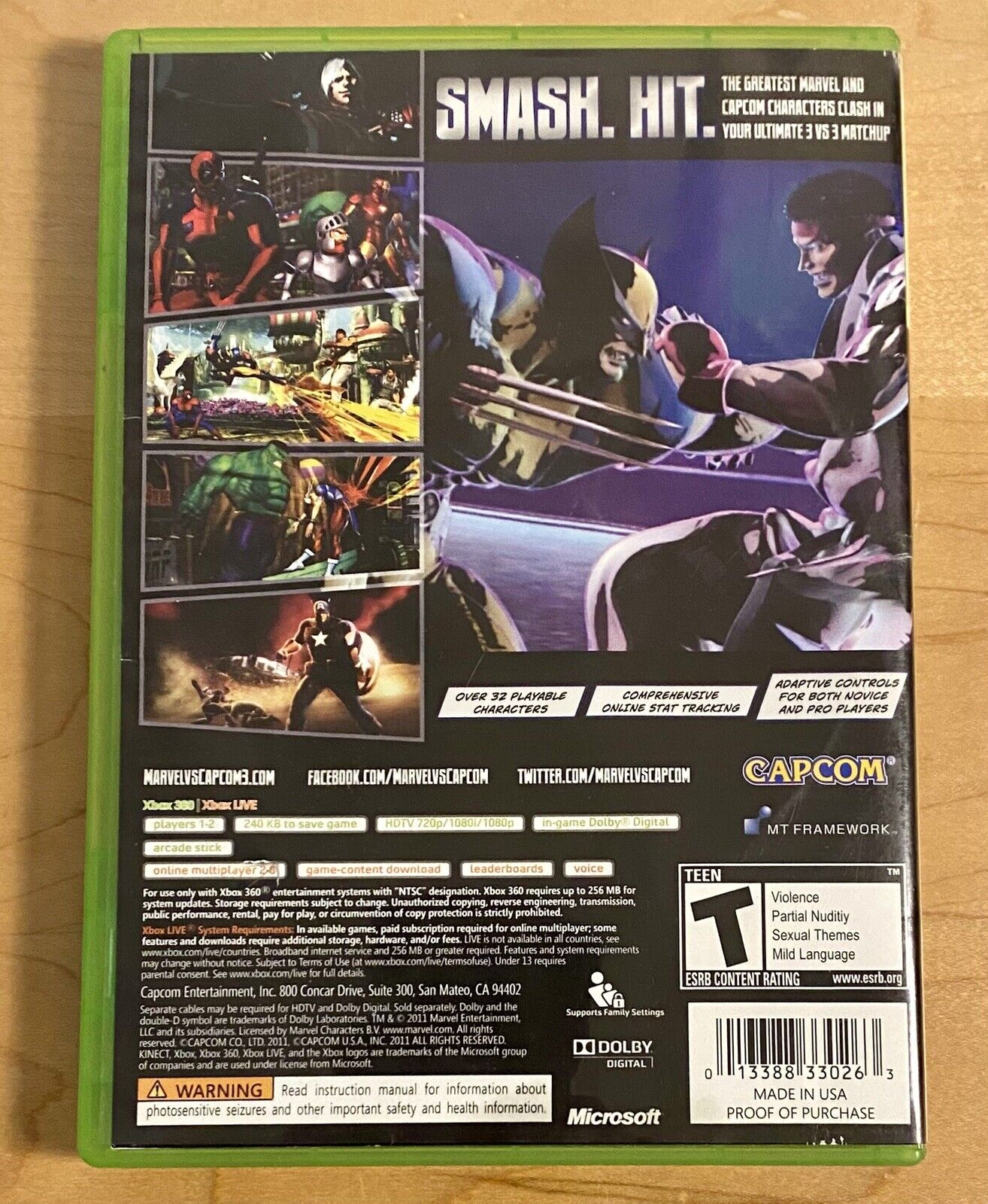 Marvel vs. Capcom 3: Fate of Two Worlds (Microsoft Xbox 360, 2011) CIB, Tested