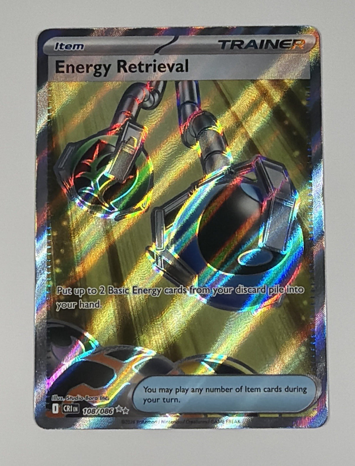 Energy Retrieval 108/086 Me04: Chaos Rising Holo Pokemon TCG NM Near Mint