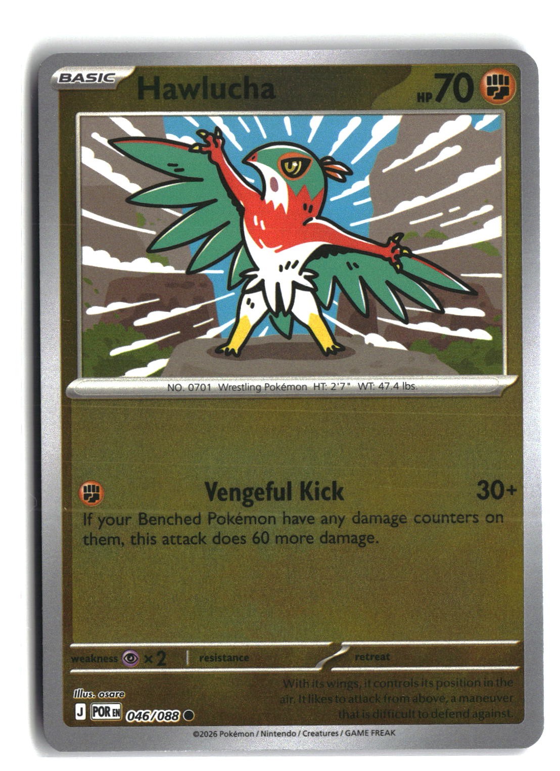 Hawlucha Reverse Holofoil NM (Perfect Order 046/088)