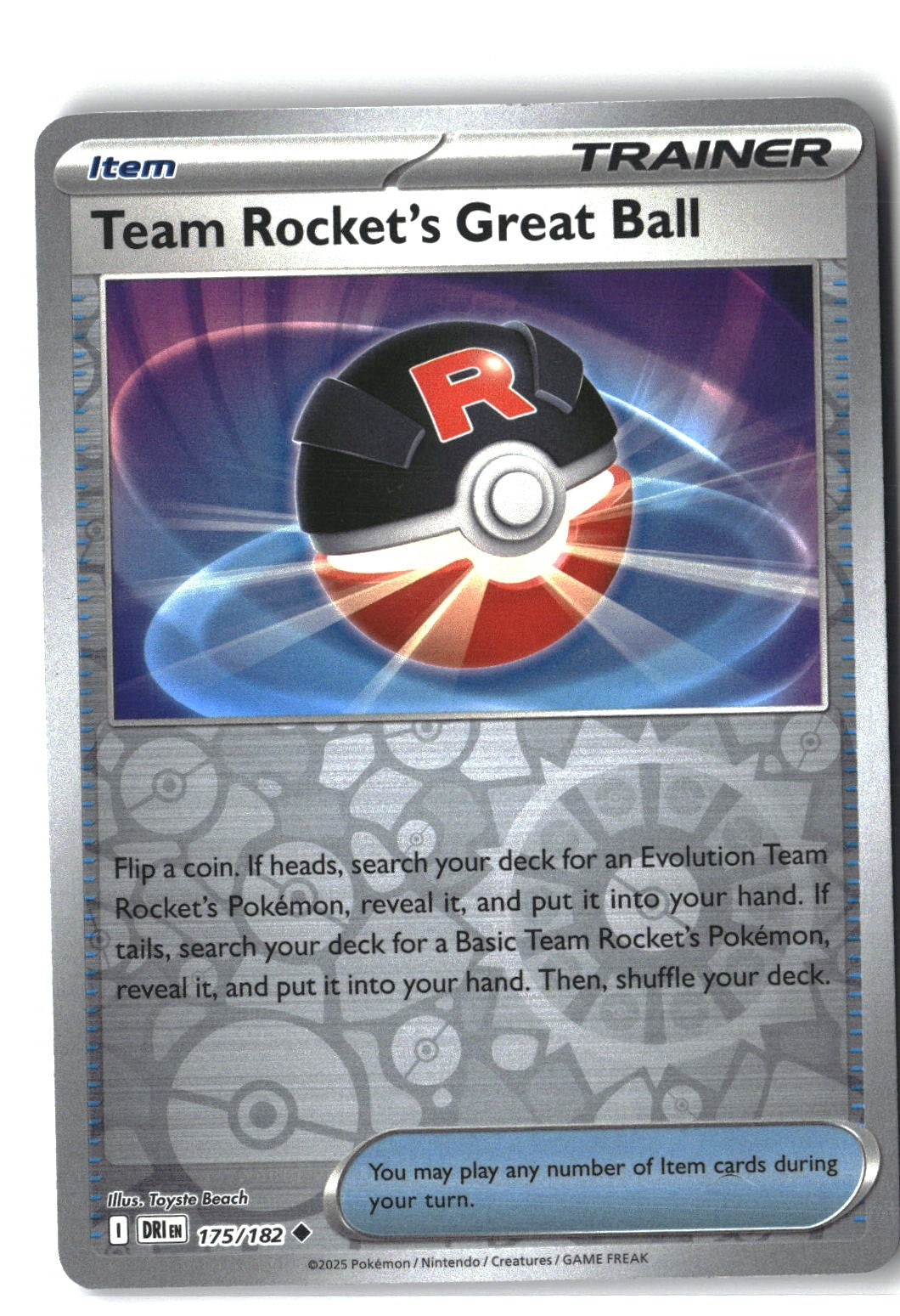 Team Rocket's Great Ball Reverse Holofoil NM (Destined Rivals 175/182)