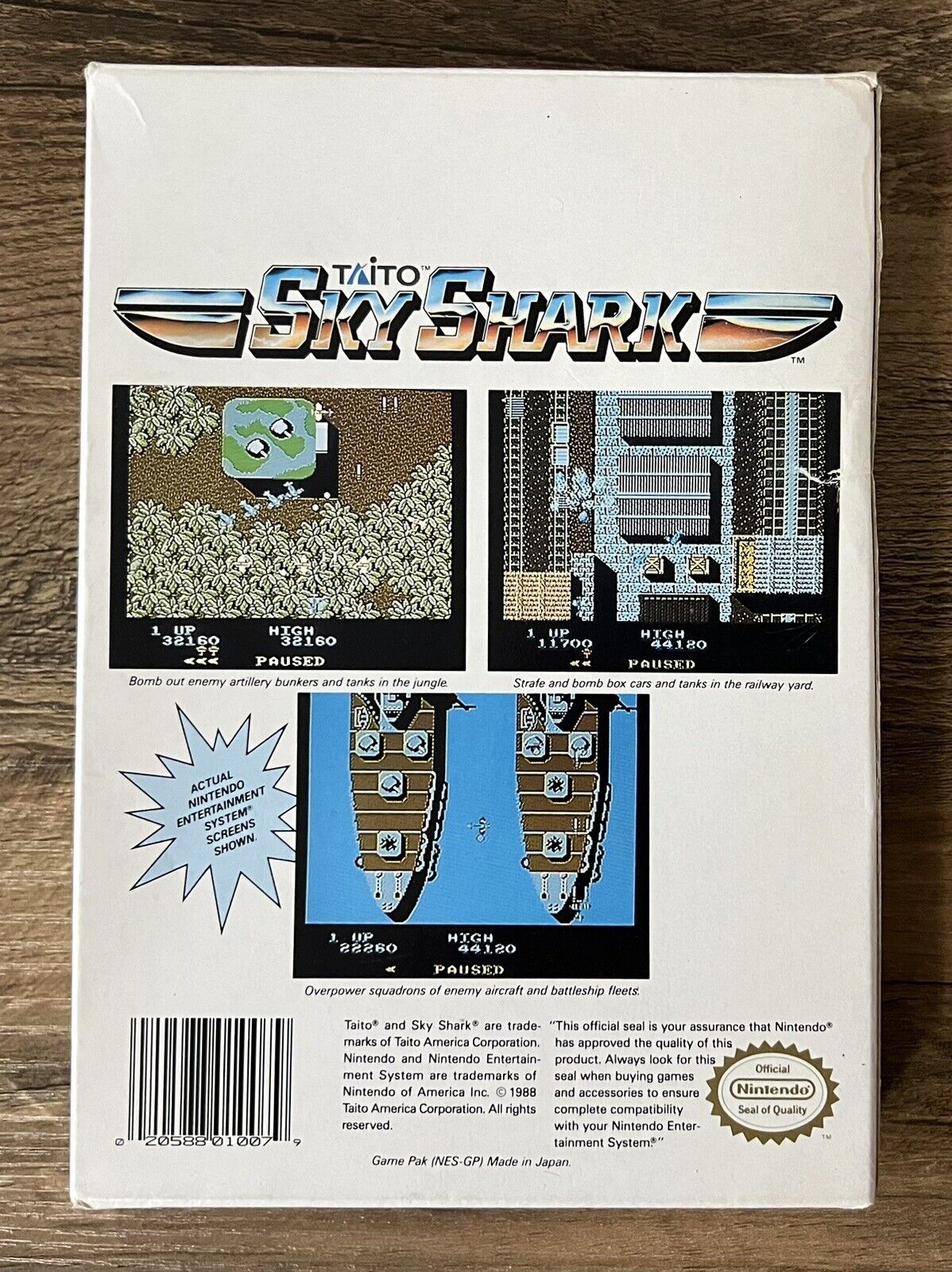 Sky Shark (Nintendo NES, 1989) Tested & Working! Game, Box!