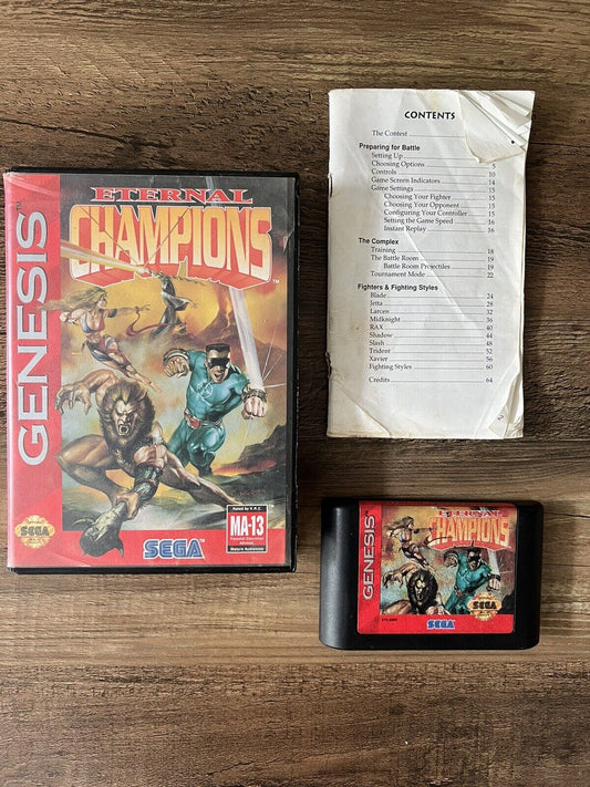 SEGA Genesis Eternal Champions 1993 Game Cartridge w/ Case & Manual CIB