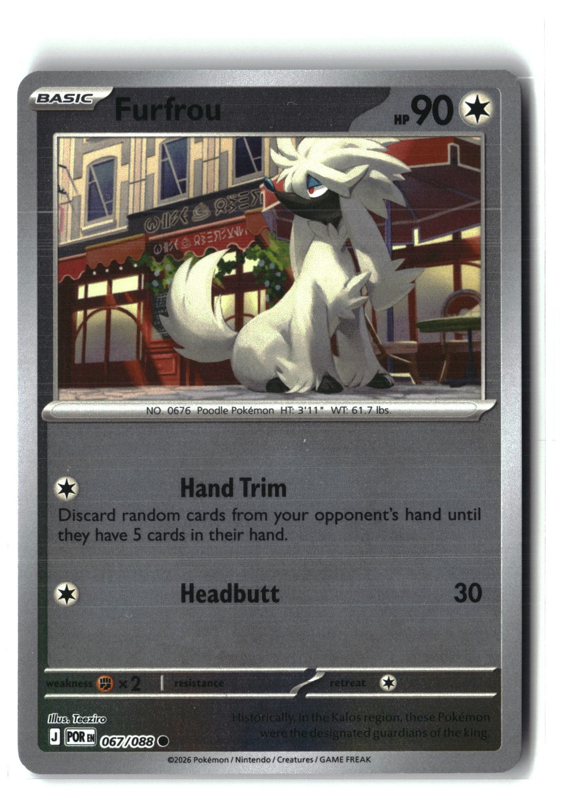 Furfrou Reverse Holofoil NM (Perfect Order 067/088)