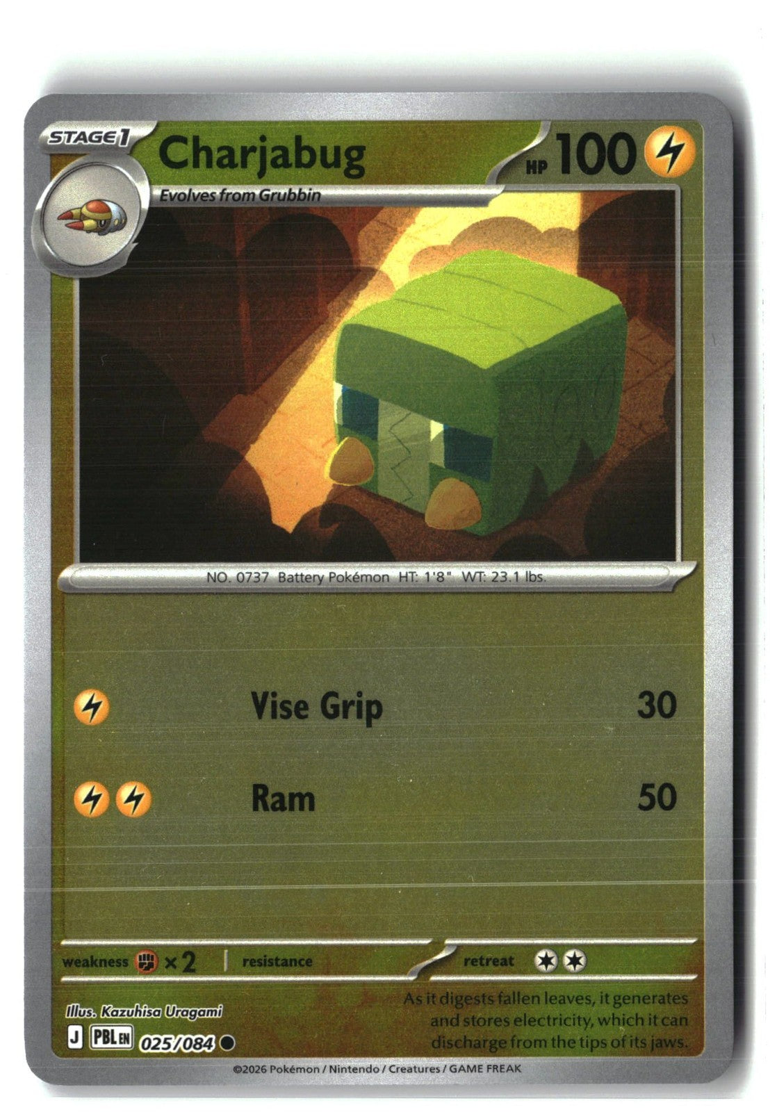 Charjabug Reverse Holofoil NM (Pitch Black 025/084)