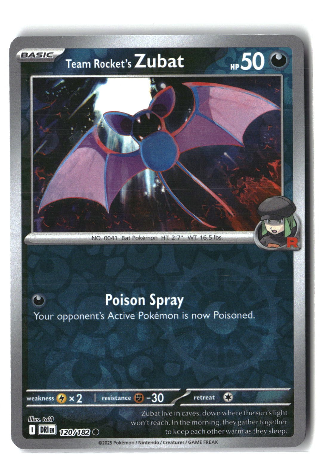 Team Rocket's Zubat Reverse Holofoil NM (Destined Rivals 120/182)