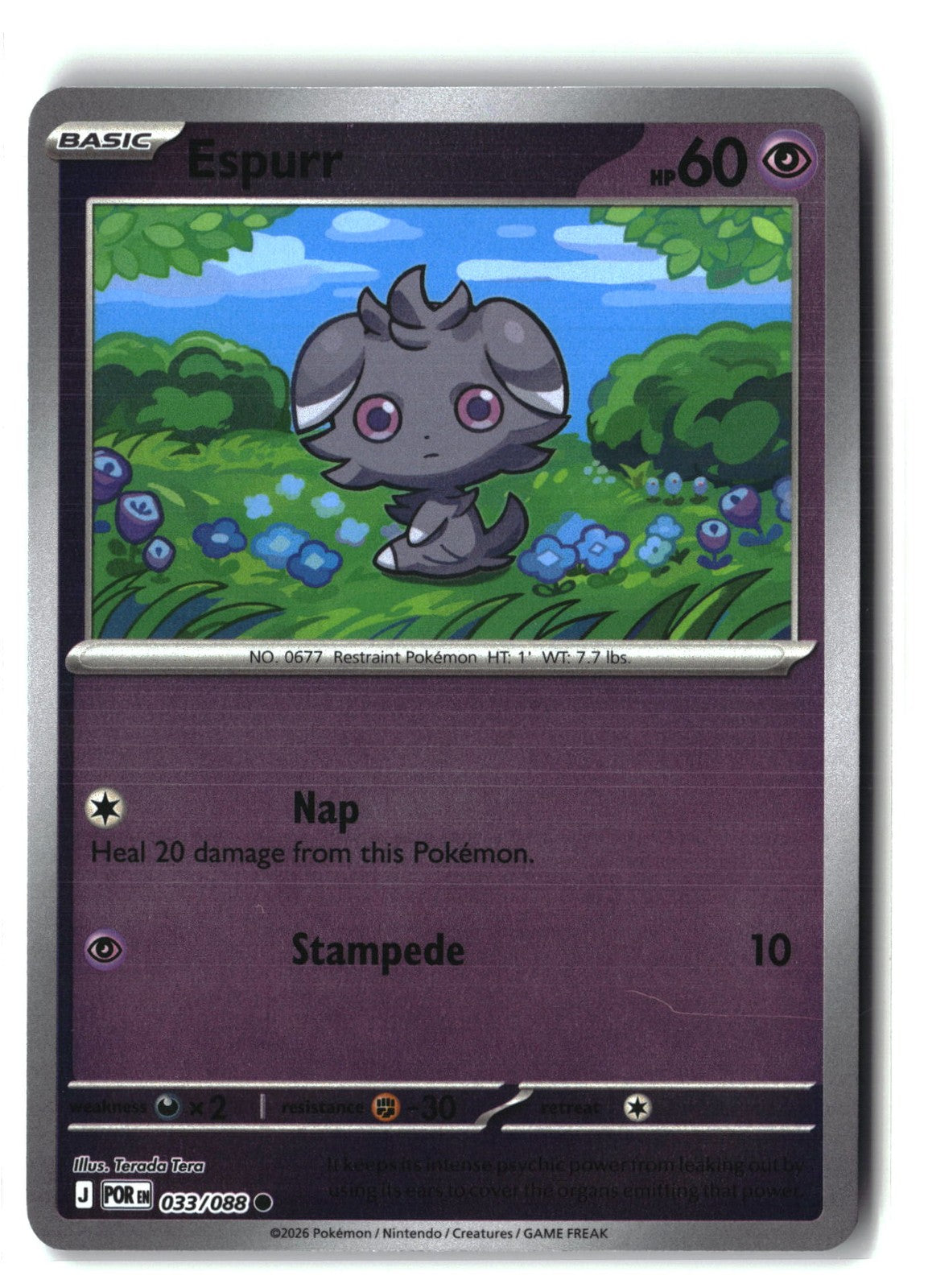 Espurr Reverse Holofoil NM (Perfect Order 033/088)