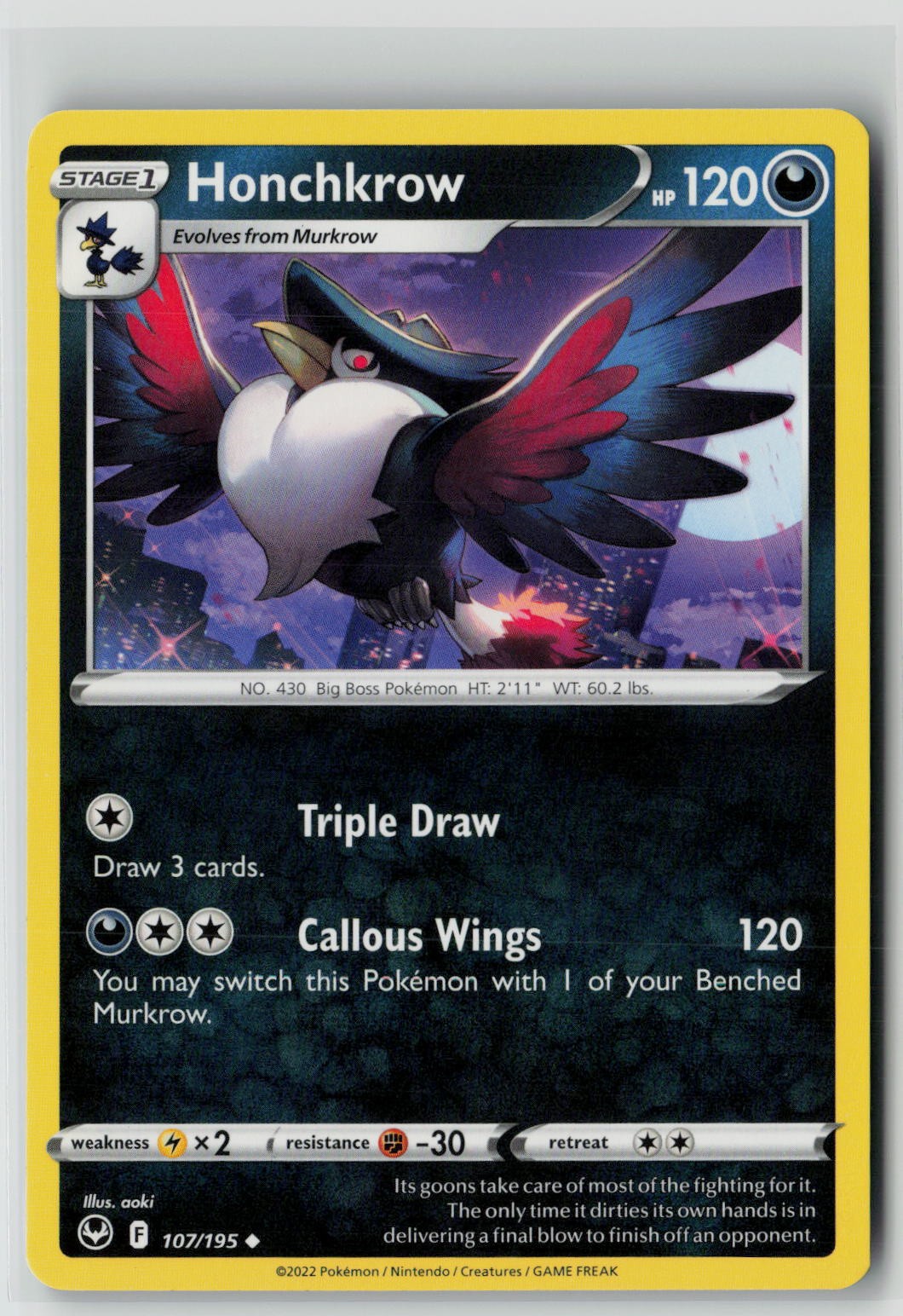 Honchkrow (SWSH12: Silver Tempest 107/195) NM