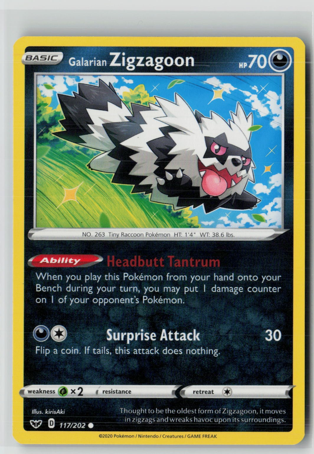 Galarian Zigzagoon (SWSH01: Sword & Shield Base Set 117/202) NM