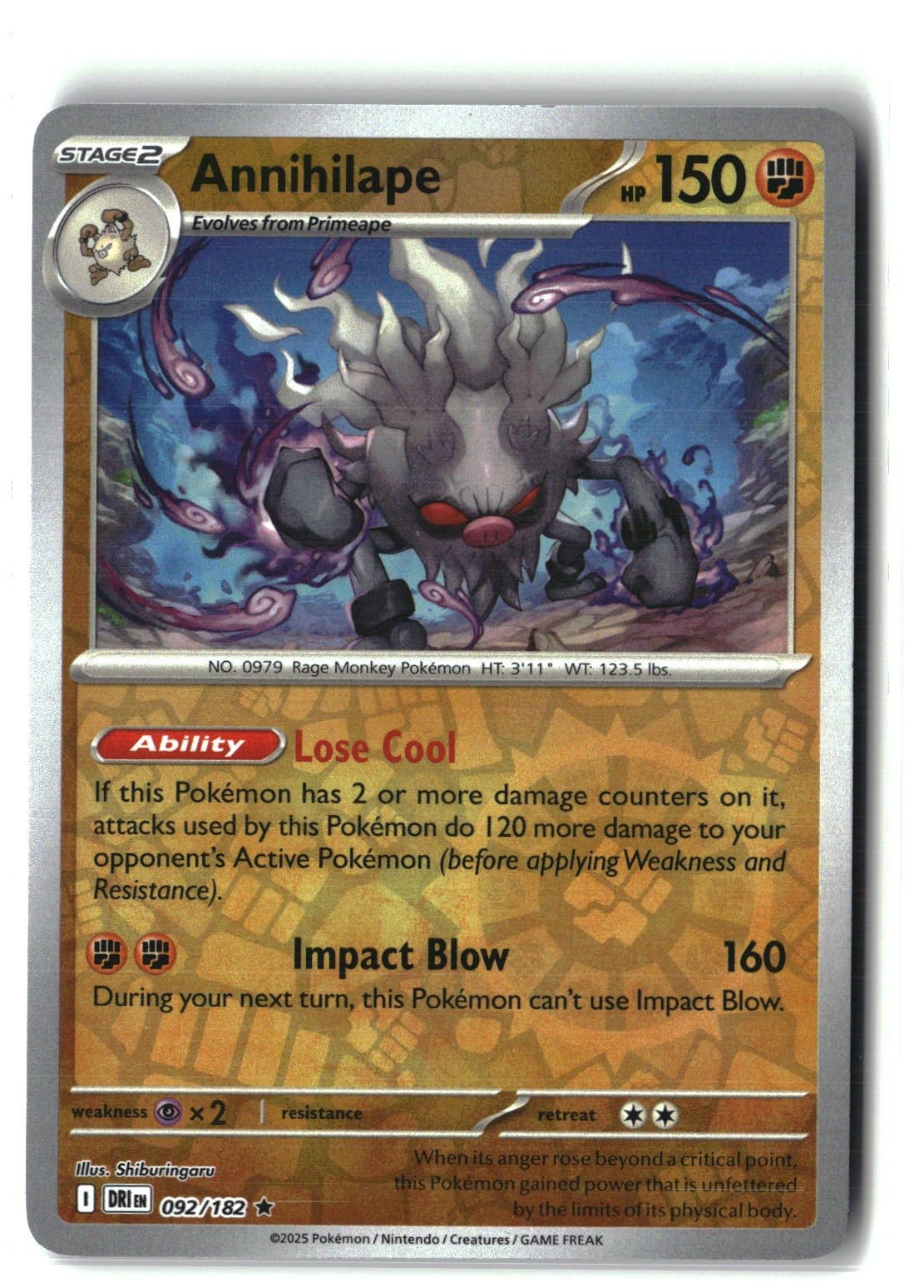 Annihilape Reverse Holofoil NM (Destined Rivals 092/182)