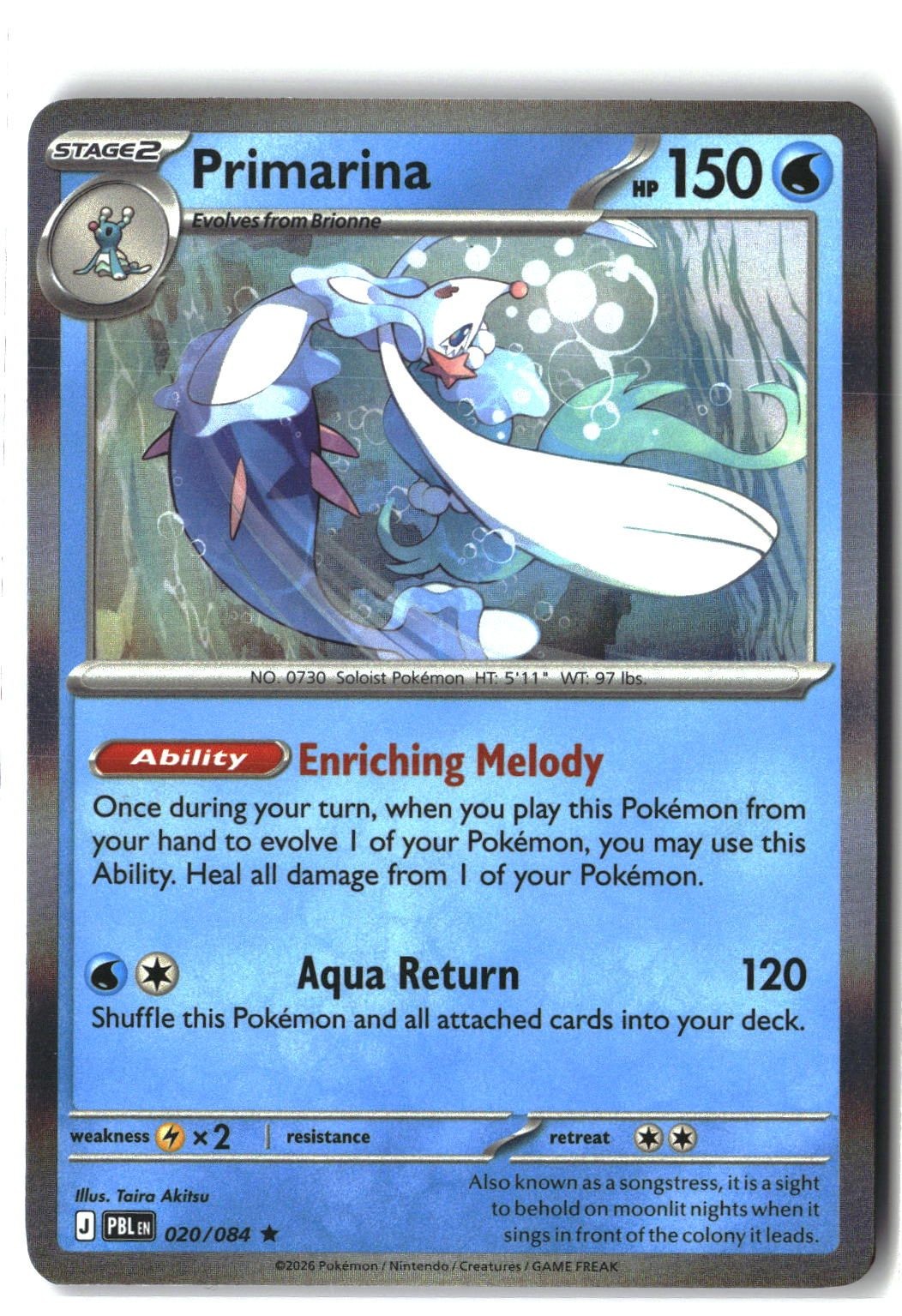 Primarina Holofoil NM (Pitch Black 020/084)