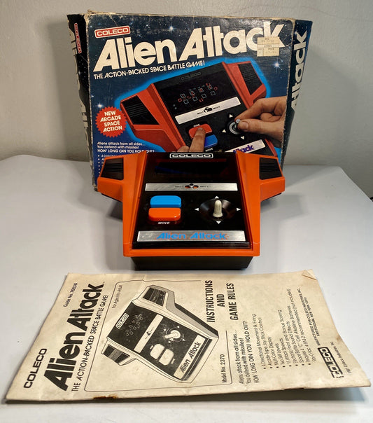 Vintage Alien Attack Electronic Handheld Game Complete w/ Box & Manual Tested